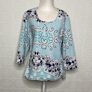 Alberto Makali•Teal Blue & White Top